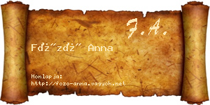 Főző Anna névjegykártya